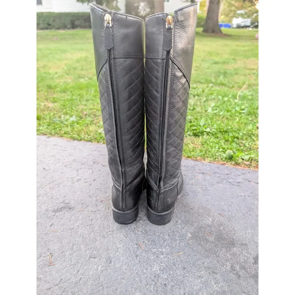 Tory Burch Claremont Quilted Leather Riding Boots Womens Size 8 Equestrian‎